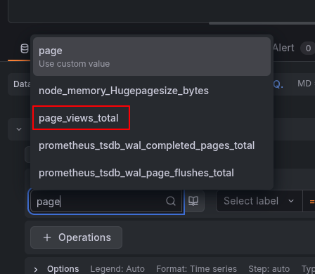 grafana metric selection