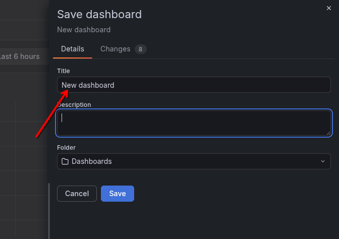 grafana name dashboard