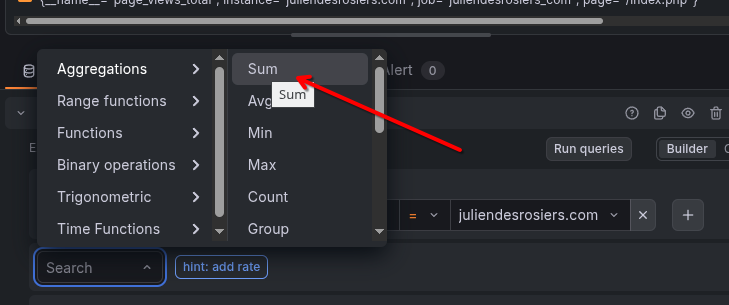 grafana SUM aggregation